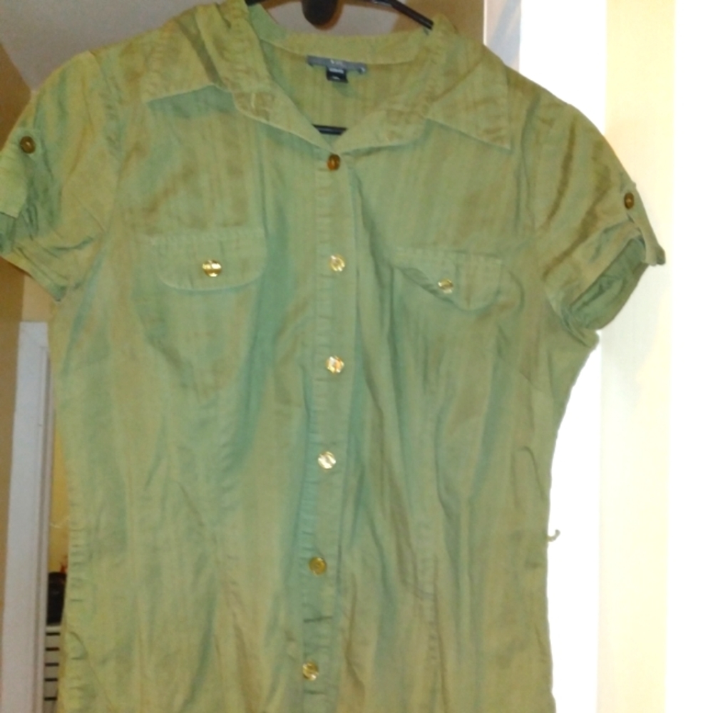 Iz Byer women's button-down shirt green XL